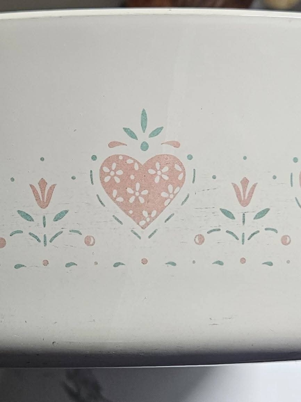 Corningware Forever Yours Pattern Pastel Heart Floral - Pink